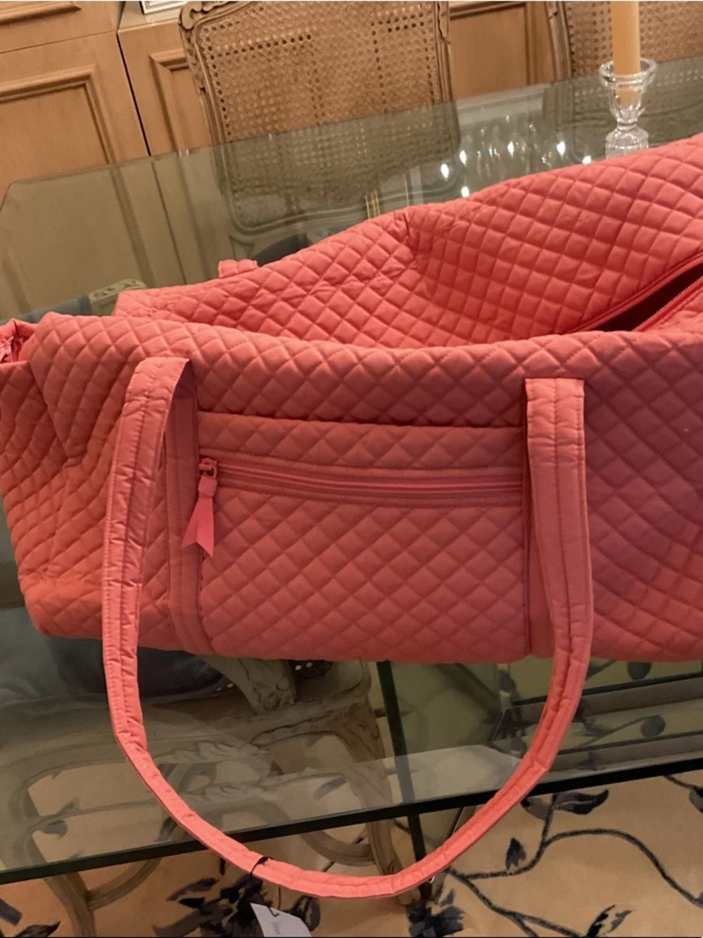 Vera Bradley Quilted Coral Travel Duffel - Picture 3 of 3